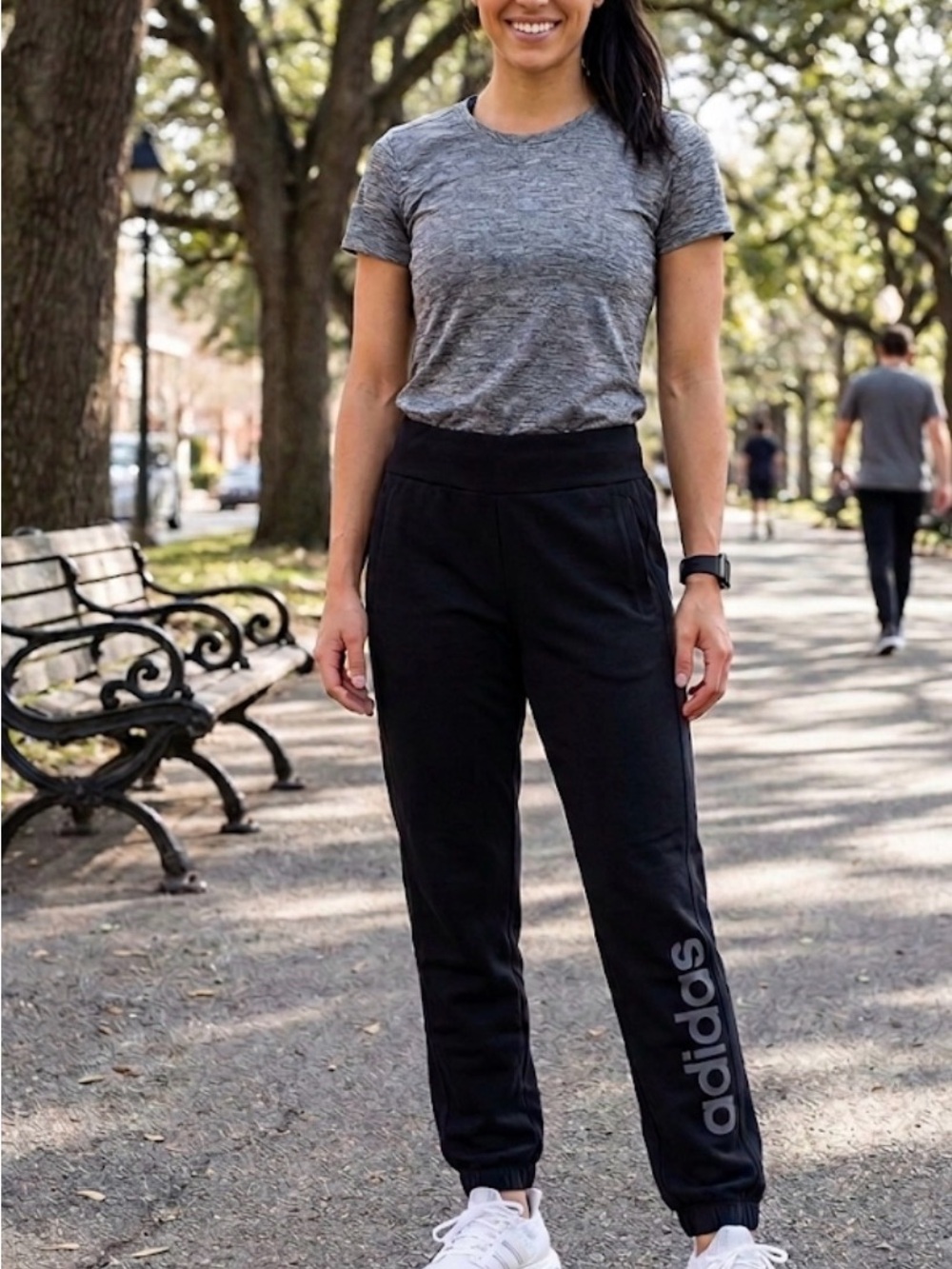 adidas Black Track Joggers with Gray Logo